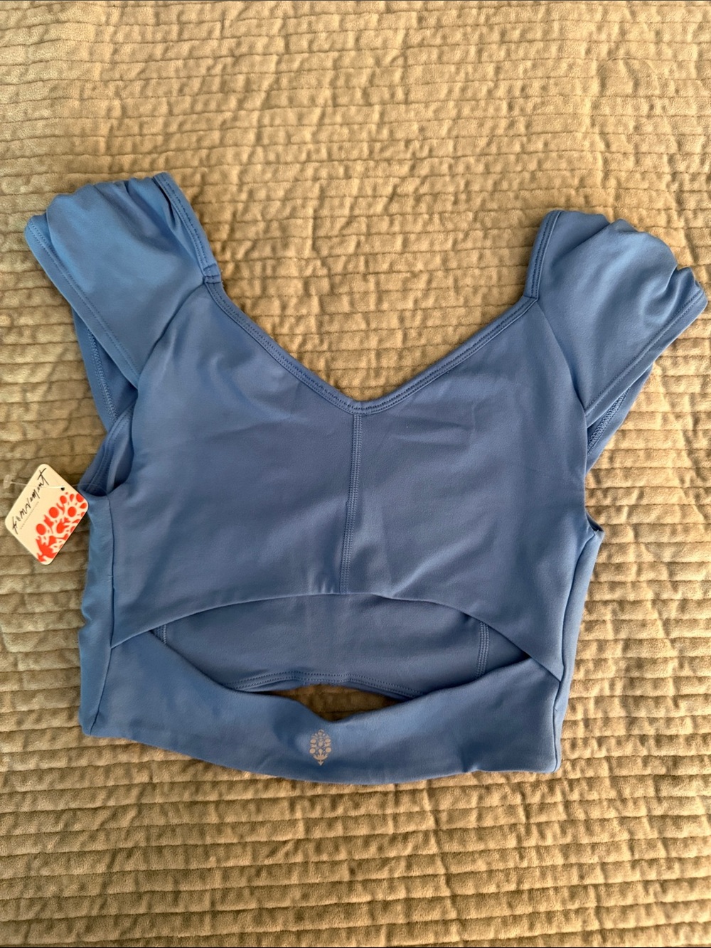 Free People Movement Light Blue Ruched Crop Top - Picture 3 of 4
